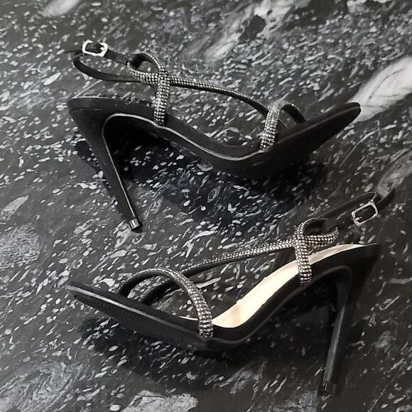 BRAND NEW BEBE STRAPPY HIGH HEEL STILETTOS RHINESTONES STRAP SANDAL - Picture 9 of 16